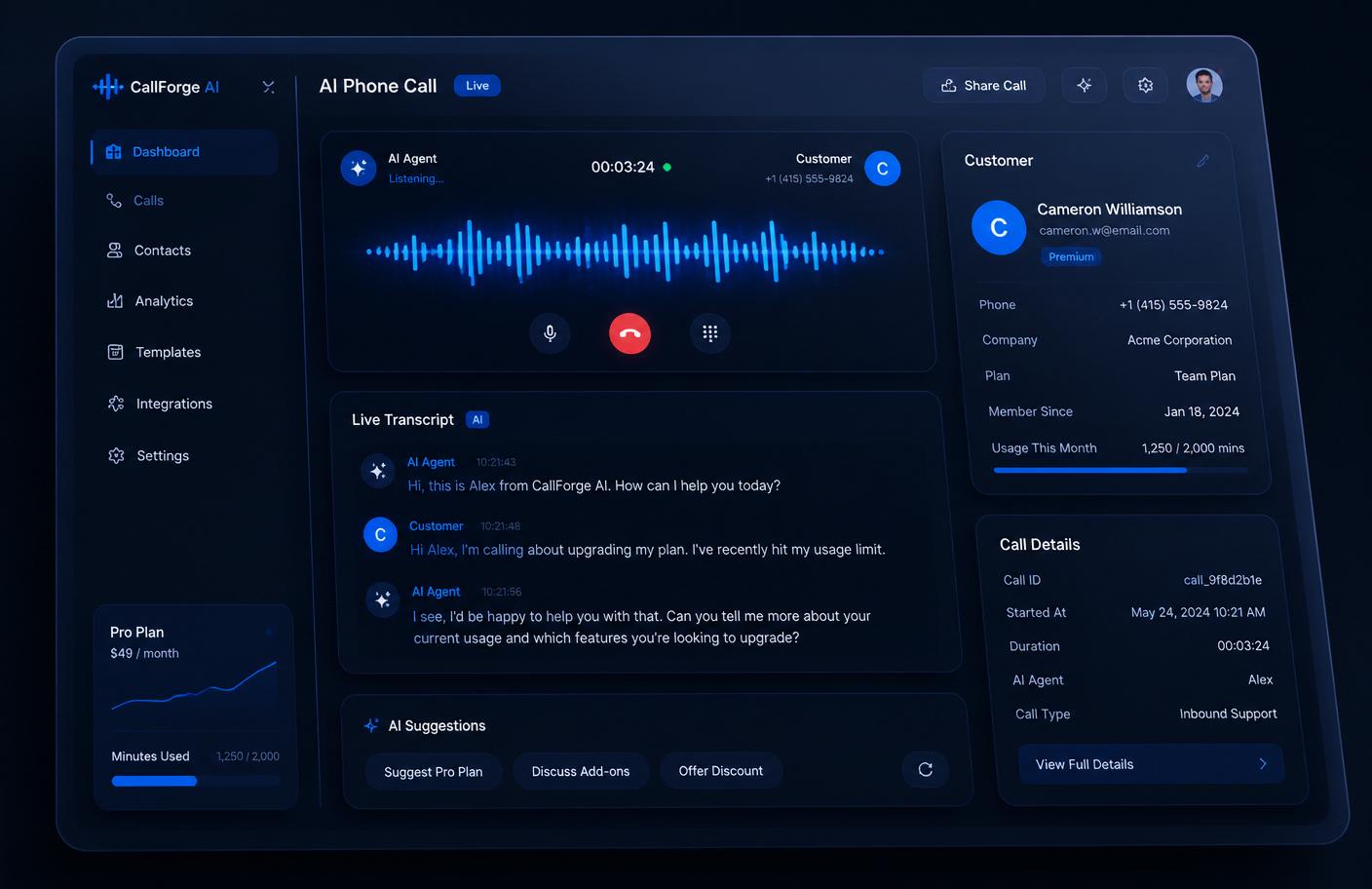 NOVA phone calls dashboard