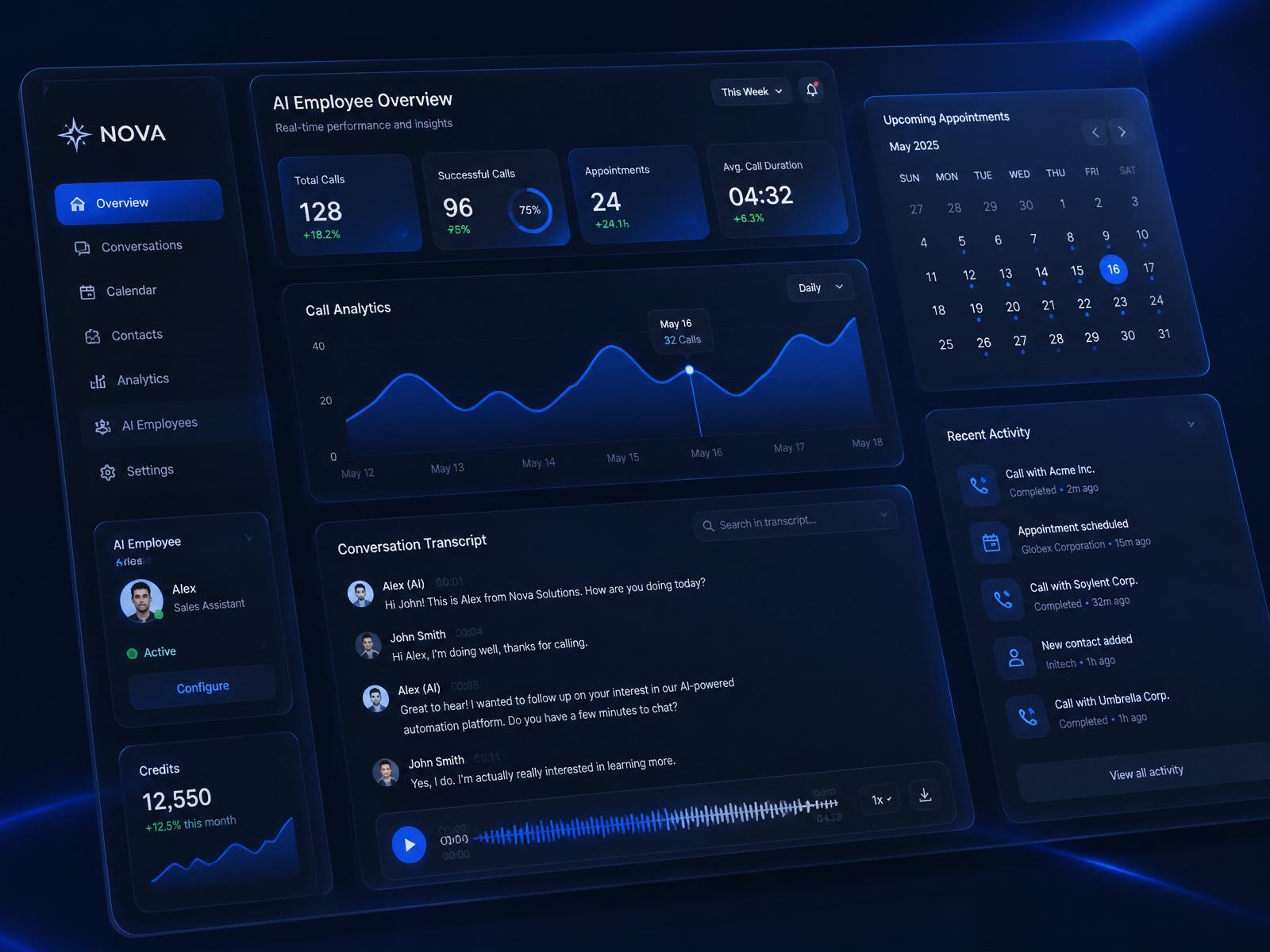 NOVA AI employee dashboard preview
